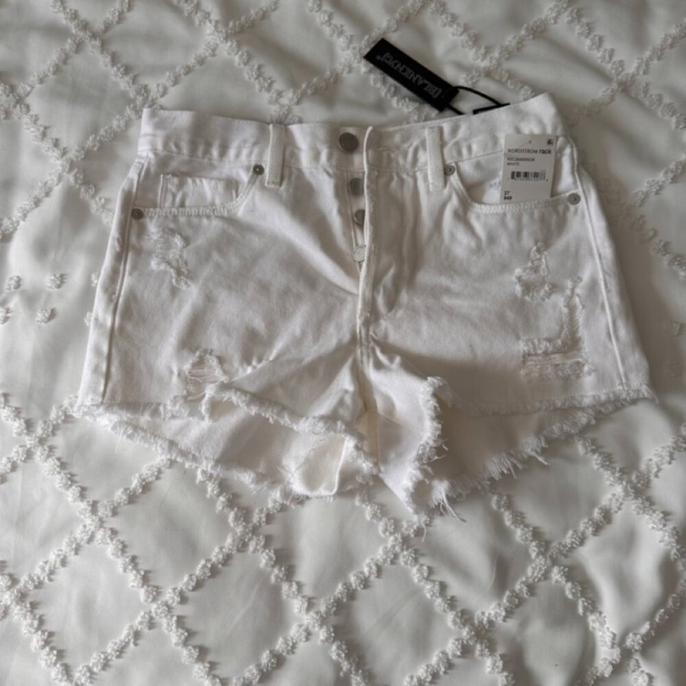 New White Distressed Denim Blank NYC Shorts